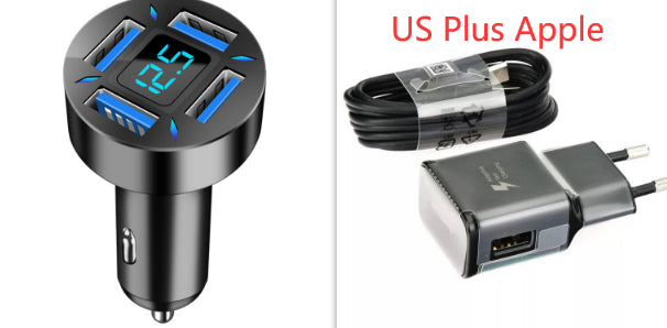 Chargeur voiture rapide 4 ports USB avec affichage LED