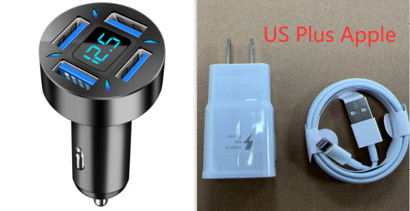 Chargeur voiture rapide 4 ports USB avec affichage LED