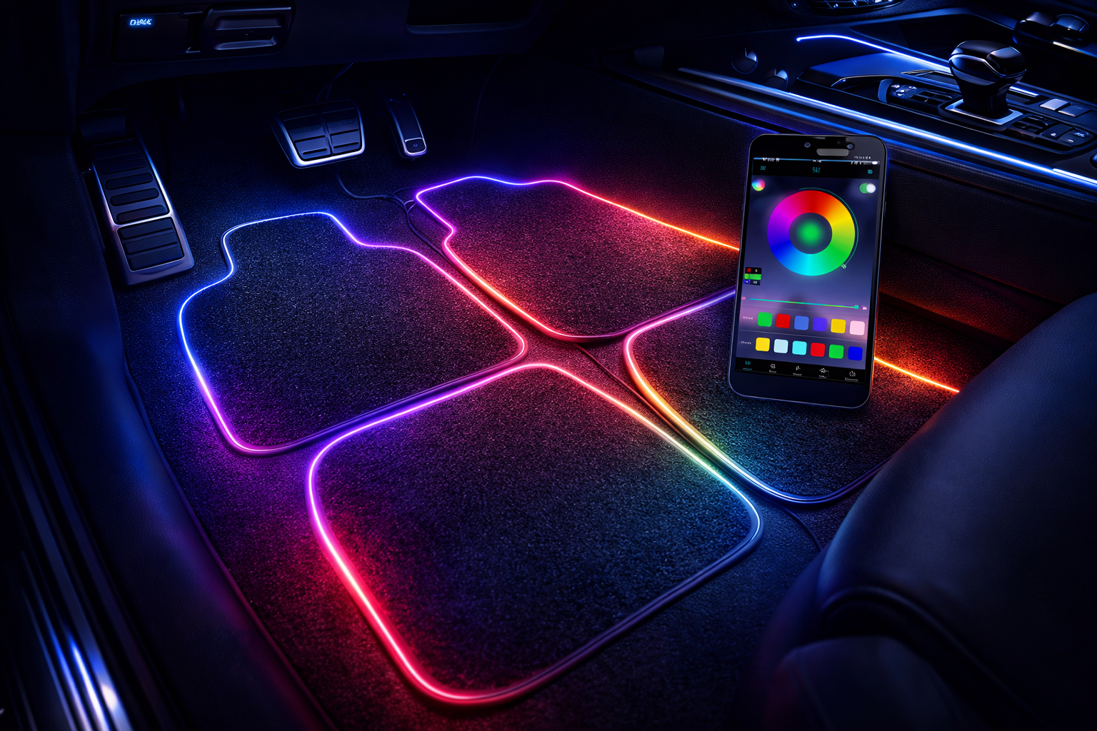 Tapis LED Ciel Étoilé TS Automotive™ — Ambiance Premium RGB pour votre véhicule