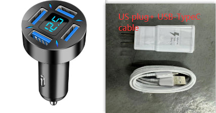 Chargeur voiture rapide 4 ports USB avec affichage LED