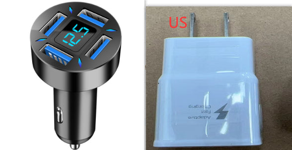 Chargeur voiture rapide 4 ports USB avec affichage LED