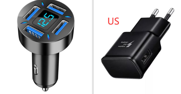 Chargeur voiture rapide 4 ports USB avec affichage LED