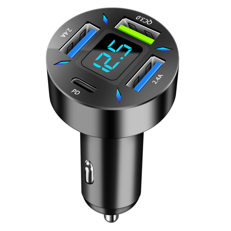Chargeur voiture rapide 4 ports USB avec affichage LED